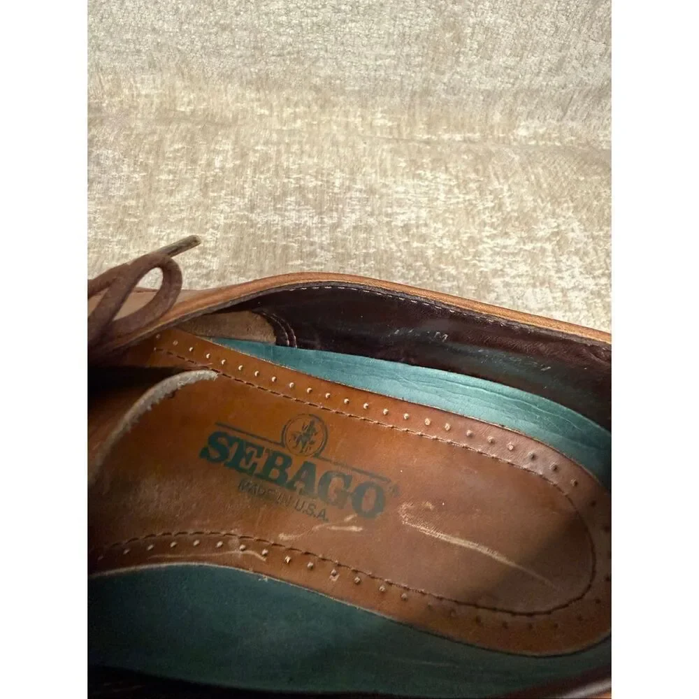 Sebago Men's Leather Cap Toe Lace Up Oxford Derby Dress Shoes Brown Size 11
